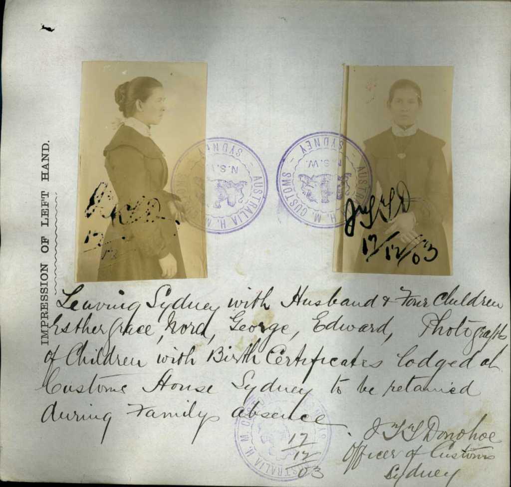 Agnes Lee Kee Chong - 1903 Certificate of Domicile