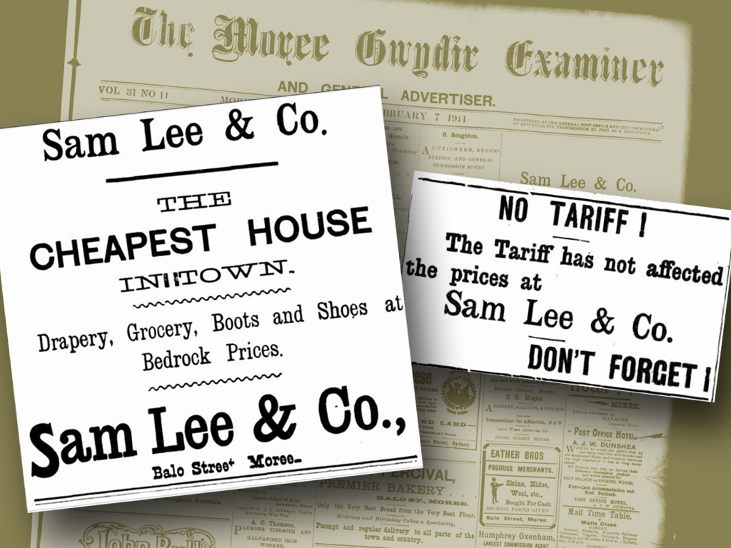 Sam Lee & CO Moree Advert 1900